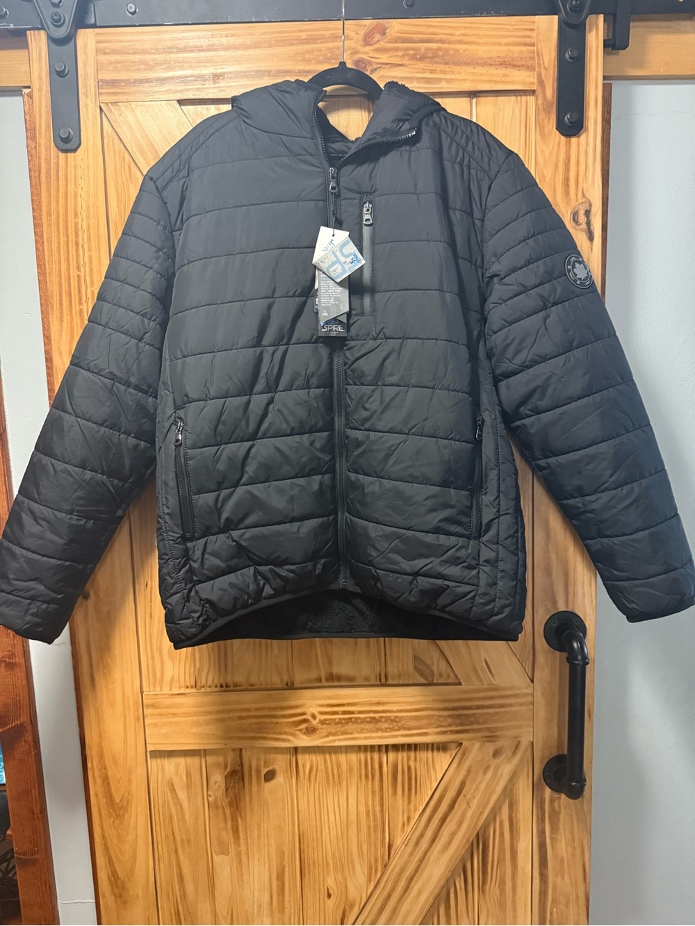 Men's Black Quilted puffer Hooded Jacket by (Unknown Brand)